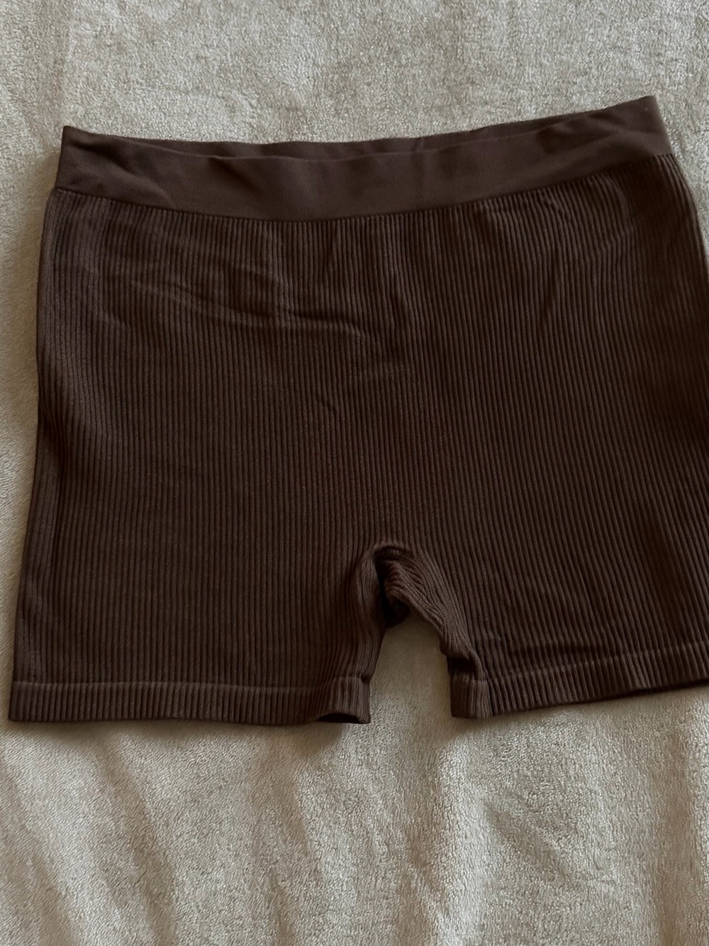 H&M Ribbed High-Waist Bike Shorts — Dark Brown